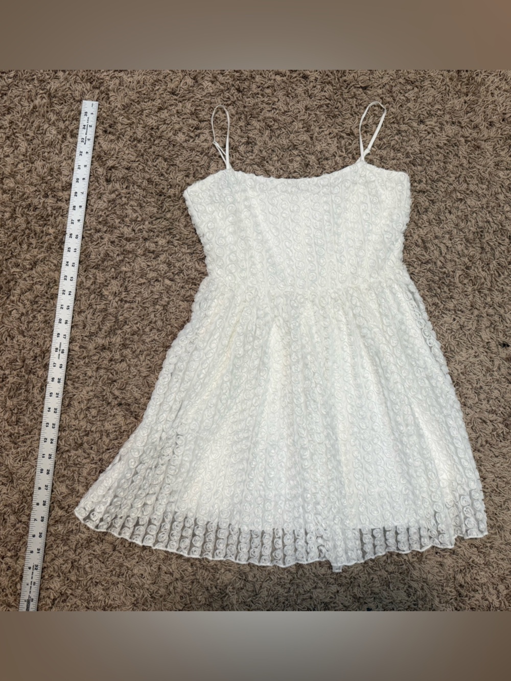 All in Favor White Rosette Spaghetti Strap Mini Dress Bridal shower (med) - Picture 12 of 16